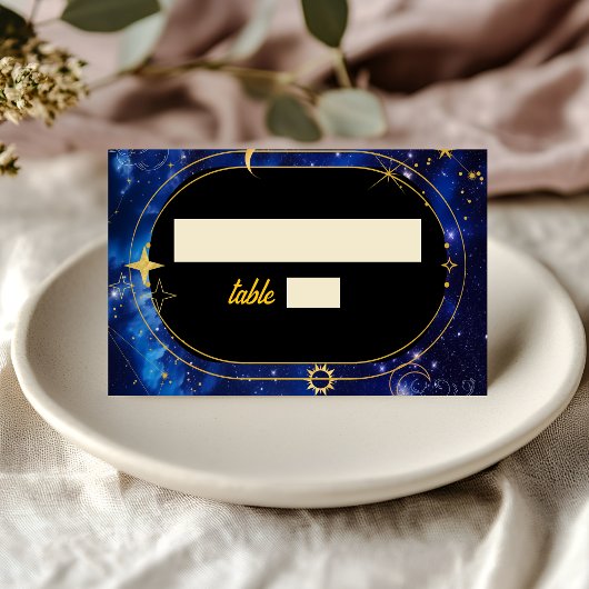 青エレガント天結婚星 プレイスカード