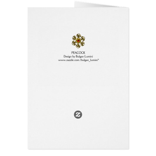 青エレガント孔雀、宝石及び弓誕生日 (裏面)