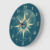 青エレガント宇宙壁時計 ラージ壁時計 (傾斜)