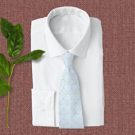 青エレガント幾何学模様 ネクタイ