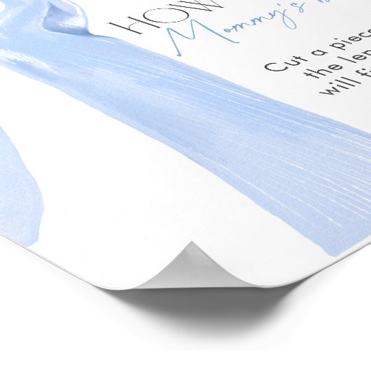 青エレガント弓ママのお腹の大きさ ポスター (角)