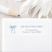 青エレガント弓差出人住所ラベル ラベル (インサイチュ)