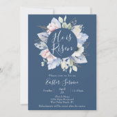 青エレガント彼は教会の復活祭サービスを復活している 招待状 (正面)