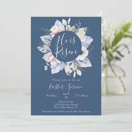 青エレガント彼は教会の復活祭サービスを復活している 招待状 (スタンド正面)