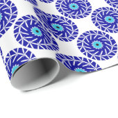 青エレガント悪アイズフローラ幾何学模様 ラッピングペーパー (ロールコーナー)