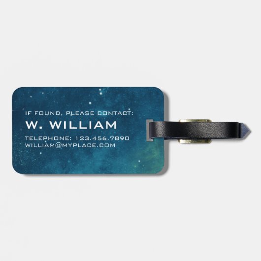 青エレガント惑星地球宇宙太陽の系 ラゲッジタグ (裏面横)