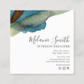 青エレガント抽象芸術水色インテリア設計者 スクエア名刺 (裏面)