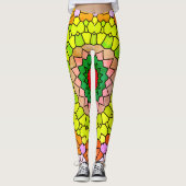 青エレガント数々の明のパターン レギンス (正面)