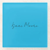 青エレガント文字書名 ガラスコースター (正面)