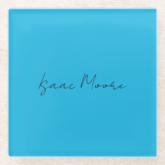 青エレガント文字書名 ガラスコースター (正面)