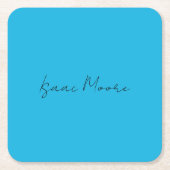 青エレガント文字書名 スクエアペーパーコースター (正面)