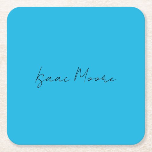 青エレガント文字書名 スクエアペーパーコースター (正面)