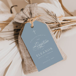 青エレガント書バプテスマ ギフトタグ