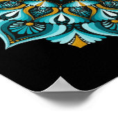 青エレガント曼荼羅 | 聖幾何学ボホ | 善音 ポスター (角)