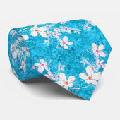 青エレガント柄の桜の花 ネクタイ (ロール)