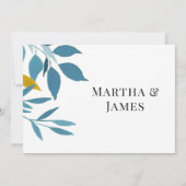 青エレガント植物学結婚サンキューカード サンキューカード (裏面)