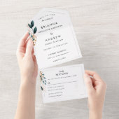 青エレガント植物学 オールインワン招待状 (貼ってはがせる)