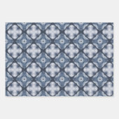 青エレガント模様贈答用ラッピング紙シート ラッピングペーパーシート (正面)