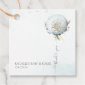 青エレガント気球ベイビーシャワーありがとう フェイバータグ (正面)