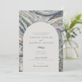 青エレガント水カラー海渦結婚の 招待状 (スタンド正面)