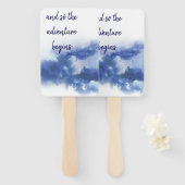 青エレガント水グラデーション色ラブ引用文結婚 ハンドファン (正面&裏面)