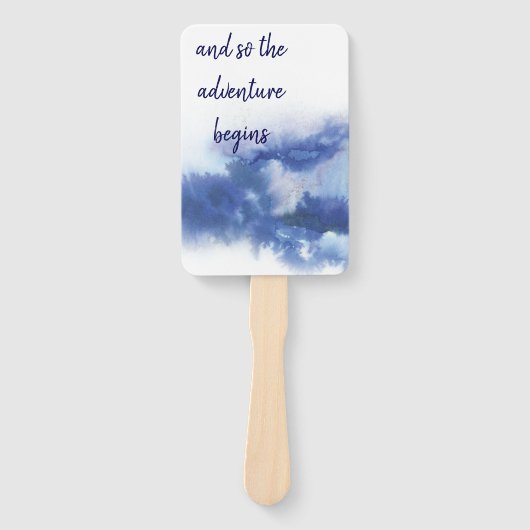 青エレガント水グラデーション色ラブ引用文結婚 ハンドファン (正面)