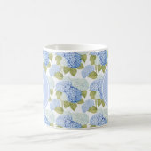 青エレガント水ドラゲ花模様モノグラム コーヒーマグカップ (中央)