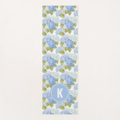 青エレガント水ドラゲ花模様モノグラム ヨガマット (正面)