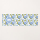 青エレガント水ドラゲ花模様モノグラム ヨガマット (正面(横))