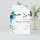 青エレガント水彩花結婚の サンキューカード (スタンド正面)