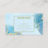 青エレガント水色と金ゴールドグリッター 名刺 (裏面)