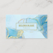 青エレガント水色と金ゴールドグリッター 名刺 (正面)