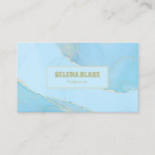 青エレガント水色と金ゴールドグリッター- Qrコード 名刺 (正面)