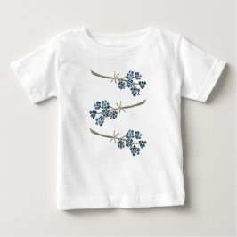 青エレガント水色の花 ベビーTシャツ