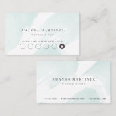 青エレガント水色サロンロイヤリティカード 名刺 (正面/裏面)