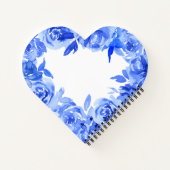 青エレガント水色バラハート ノートブック (裏面)