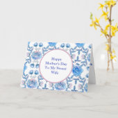 青エレガント水色バラ妻マザーズ日 カード (黄色い花)