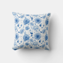青エレガント水色バラ枕 – フローラホーム クッション