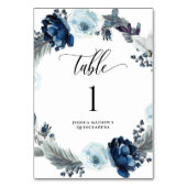 青エレガント水色フローラテーブル番号 テーブルナンバー (正面)