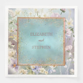 青エレガント水色フローラナプキン (正面)