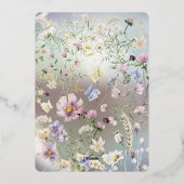 青エレガント水色フローラフォイル招待状 箔招待状 (裏面)