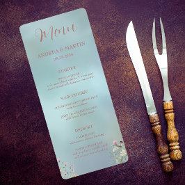 青エレガント水色フローラフラットメニュー メニュー