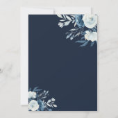 青エレガント水色フローラブライダルシャワー 招待状 (裏面)