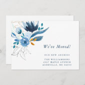 青エレガント水色フローラ新しいホームムービング 案内状 (正面/裏面)