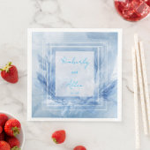 青エレガント水色フローラ結婚のナプキン (インサイチュ)