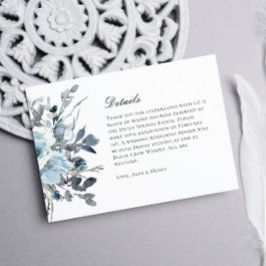 青エレガント水色フローラ結婚の詳細 出欠カード