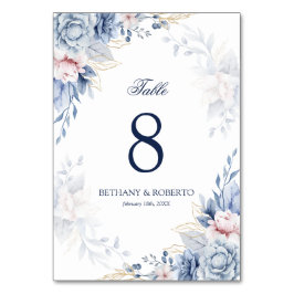 青エレガント水色フローラ結婚 テーブルナンバー