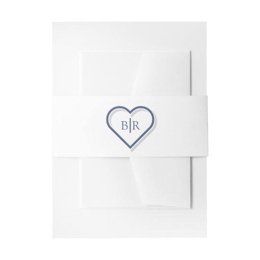 青エレガント水色フローラ結婚 招待状ベリーバンド (正面例)