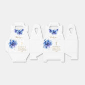 青エレガント水色フローラ聖餐式 フェイバーボックス (折り畳みなし)