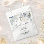 青エレガント水色フローラ赤ちゃんシャワー フェイバーバッグ (クリップ留めされた状態)